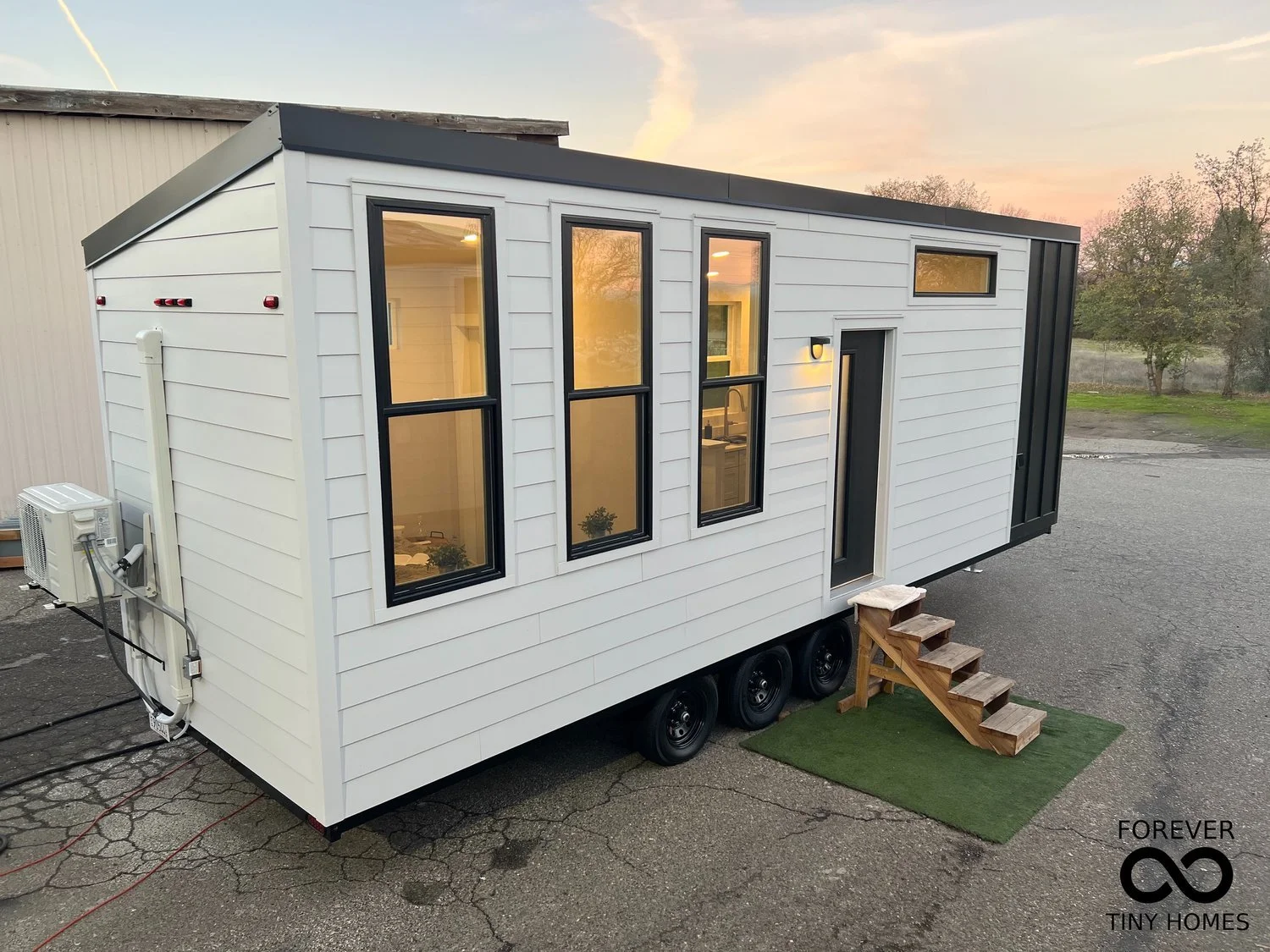 A completed 24ft tiny home studio unit